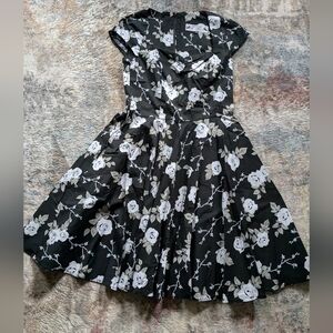 Hell Bunny Floral Black and White Dress
